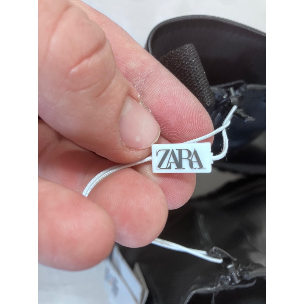 Zara Black Lug Sole Ankle Boots Starfit Insole Platform Zip 2100/130/800 Size 35 - Picture 10 of 12